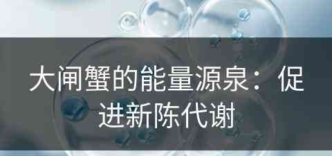 大闸蟹的能量源泉：促进新陈代谢